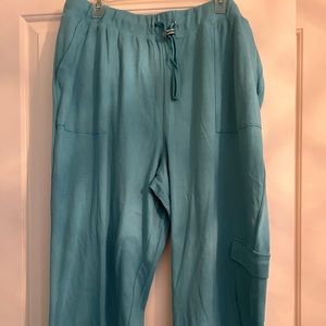 Casual 1X pants with cinched waist.